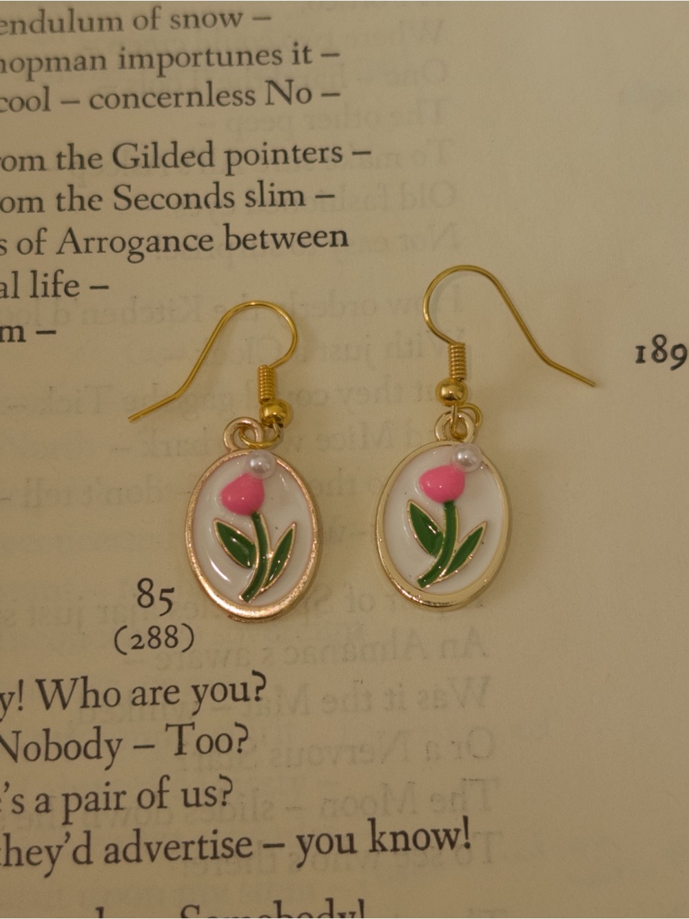 Handmade Pink Tulip Drop Earrings
